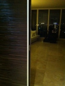 Bifold leather door open