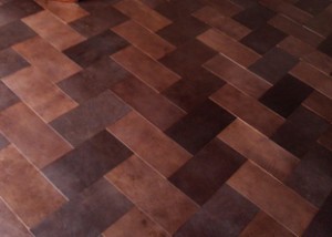 Leather floor Fishbone pattern
